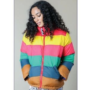 Rachel Antonoff Parker Rainbow Puffer Coat Small NWOT